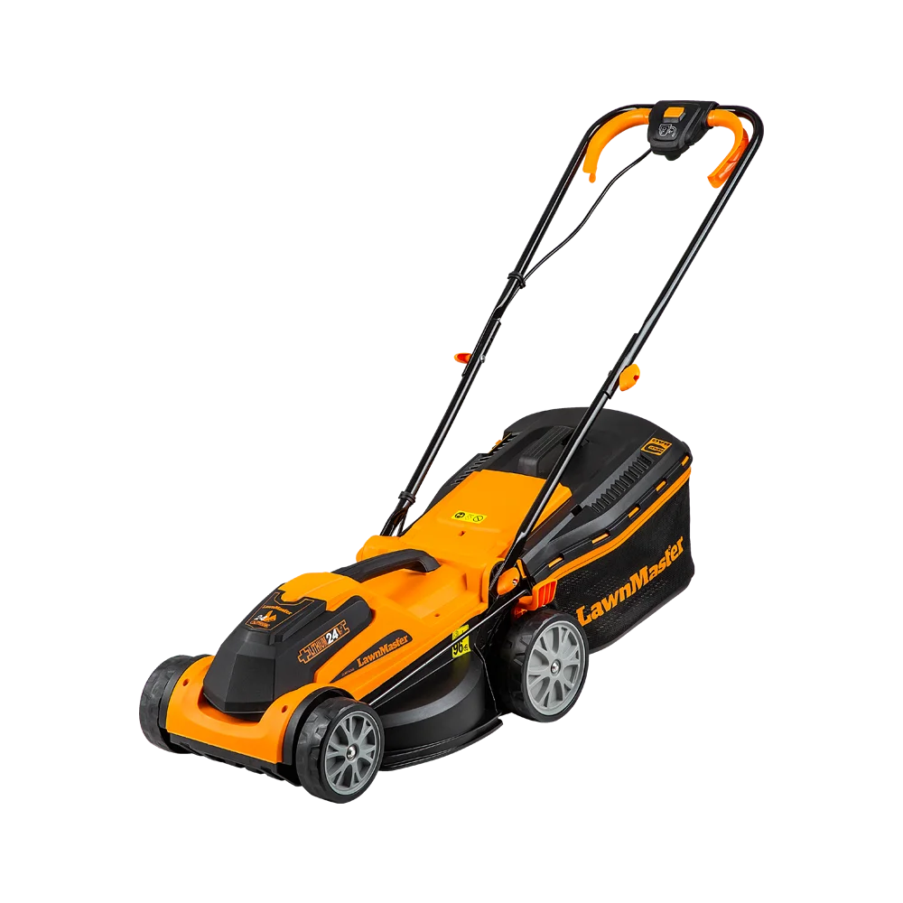 LawnMaster 24V 34cm Cordless Lawn Mower by Cleva UK - CLMF2434G-01