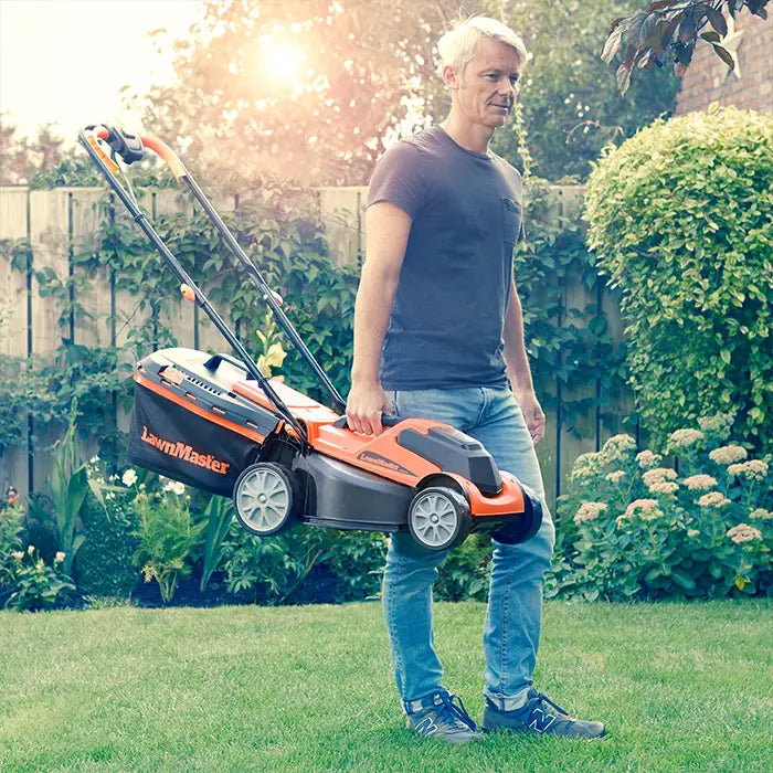 LawnMaster MX 24V 34cm Battery Cordless Mower with Carrying Handle