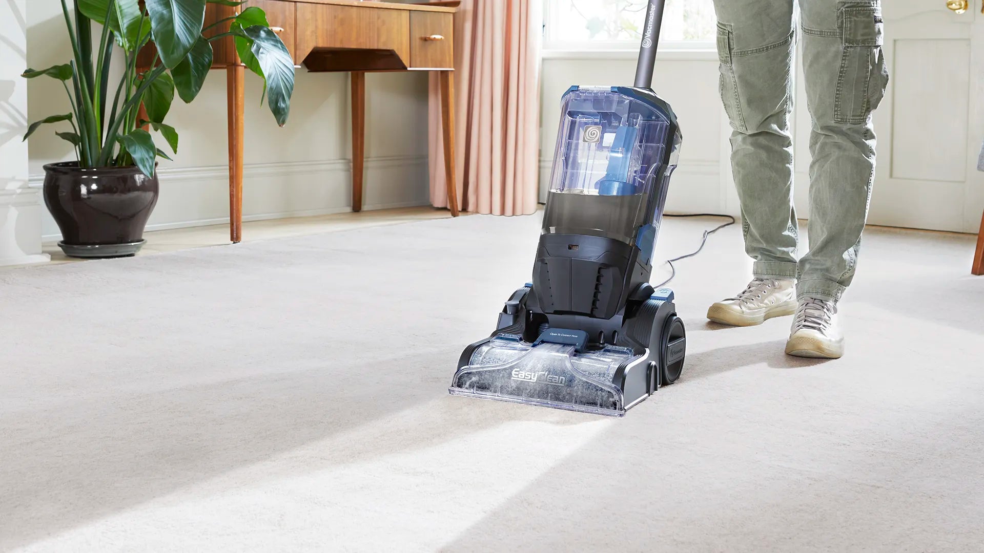 Vacmaster EasyClean Home shampooing carpet in lounge